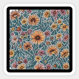 Daisies Minimalist Positive Retro Flora Vintage Since Sticker